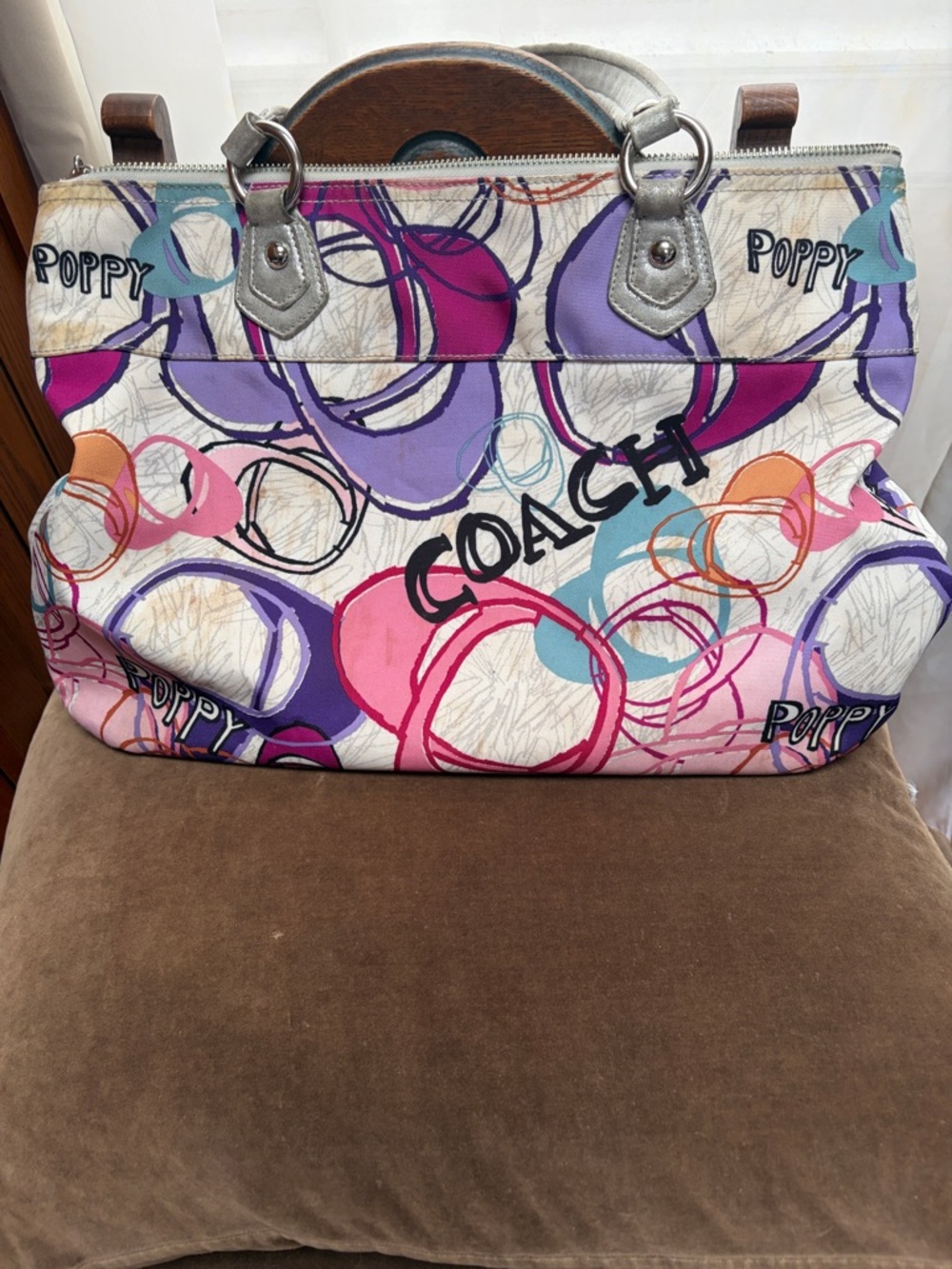 Coach Multicolor Poppy Canvas Tote - Pink, Purple & Teal Accents /great price - Picture 12 of 16